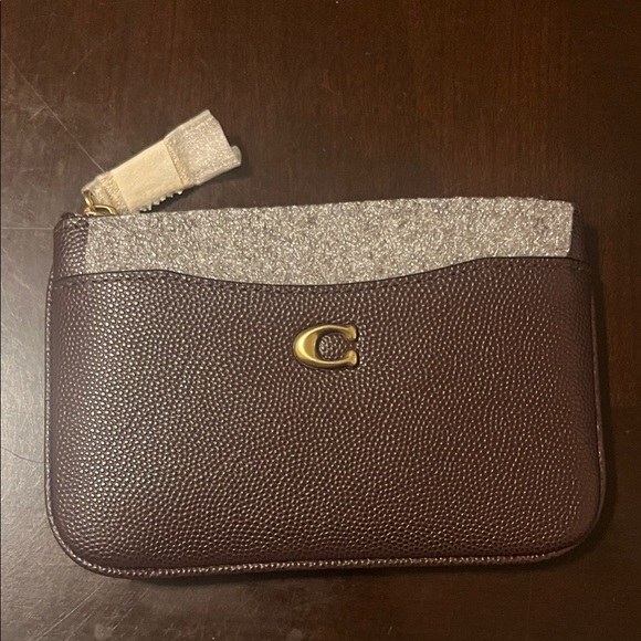 Coach Burgundy Keypouch with Gold Zipper